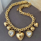 Heart charm cuban chain necklace