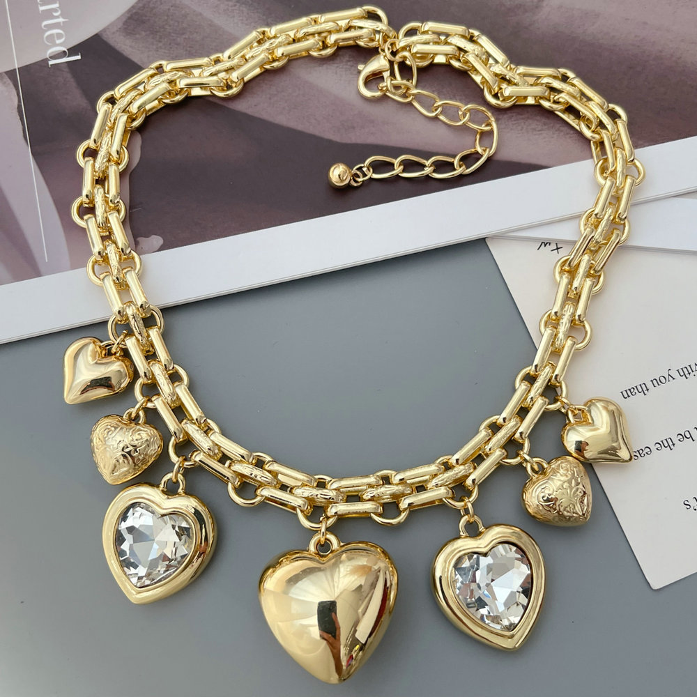 Heart charm cuban chain necklace