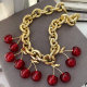 Chunky chain cherry pendant necklace