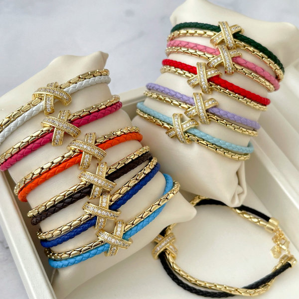 Leather cross bracelet