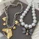 Hors pendant beaded necklace bee charm necklace