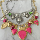 Heart charm chunky necklace