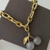 Chunky white cherry pendant necklace