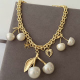 Pearl cherry pendant necklace