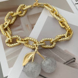 Chunky white cherry pendant necklace