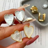 Shell pearl heart earrings