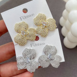 Pave zircon clover earrings