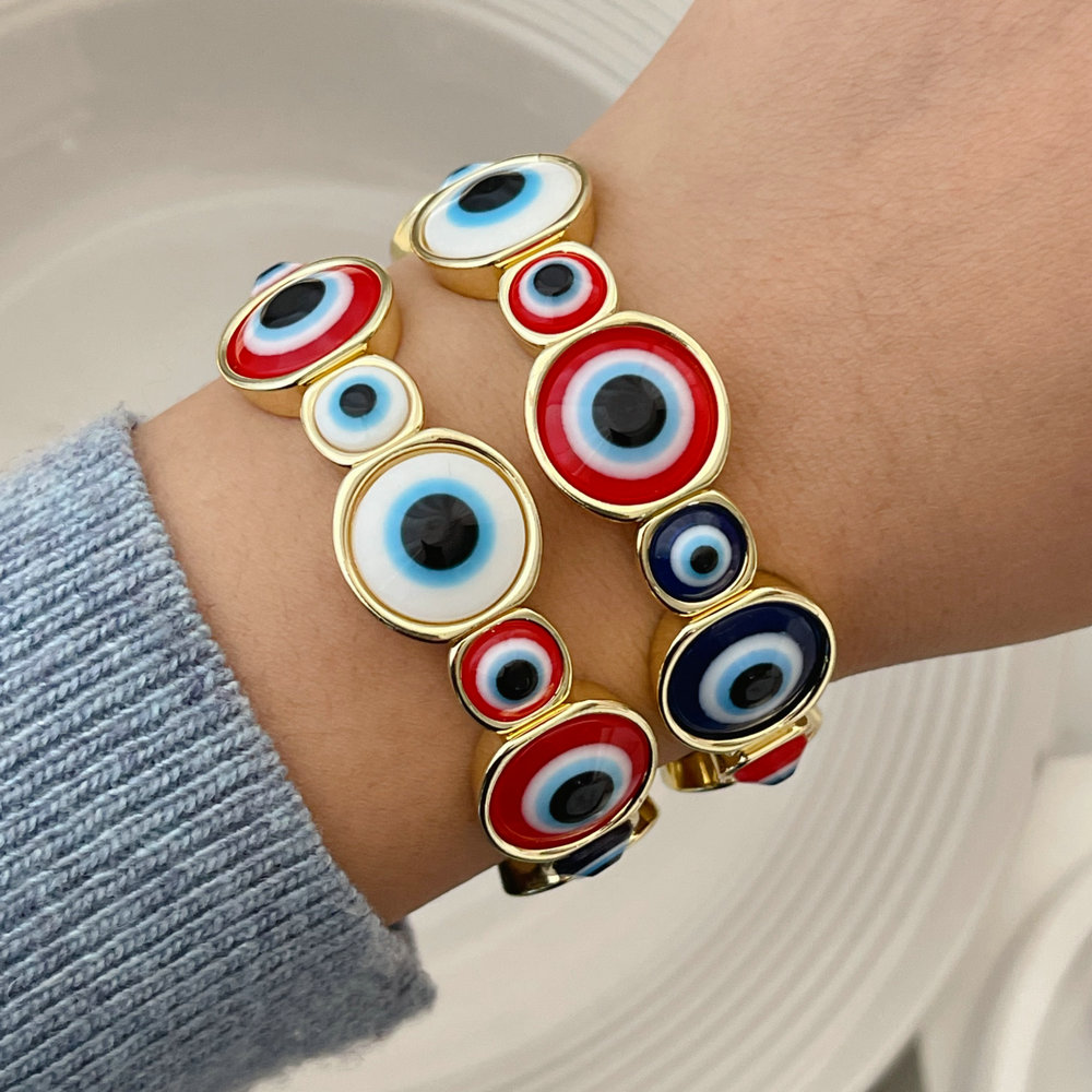 Elastic Ename Colorful Eye Bracelet