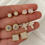 Pave zircon round shape earrings