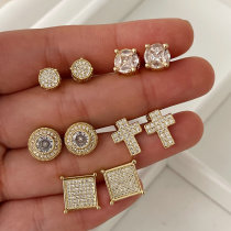 Pave zircon round shape earrings