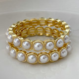 Elastic sqaure pearl bracelet