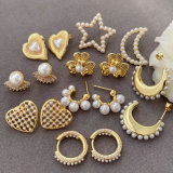 Pearl heart star moon earrings