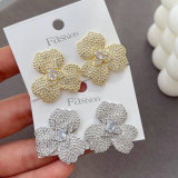 Pave zircon clover earrings