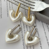 Pearl heart charm earrings