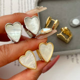 Shell pearl heart earrings