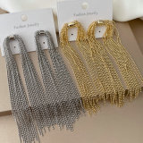 Long beaded chain tassel earrings