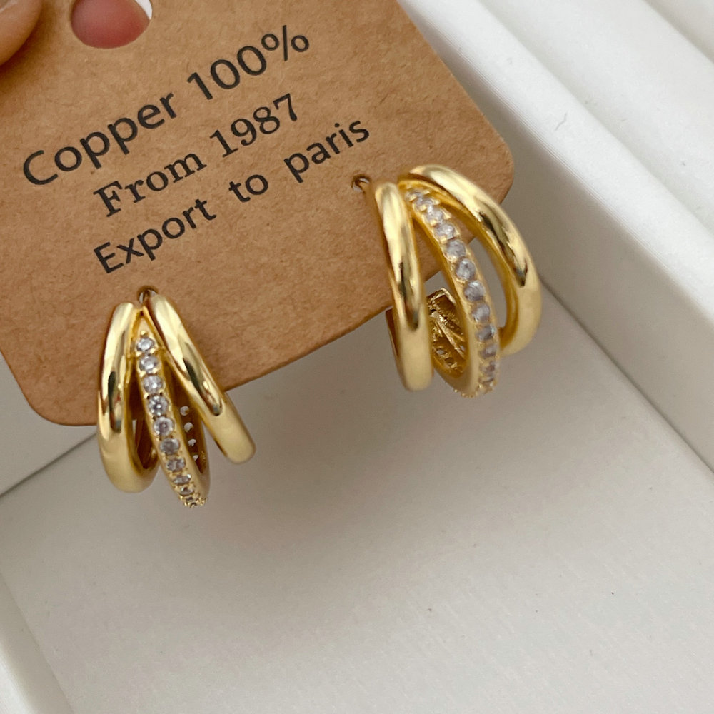 Pave zircon fan earrings