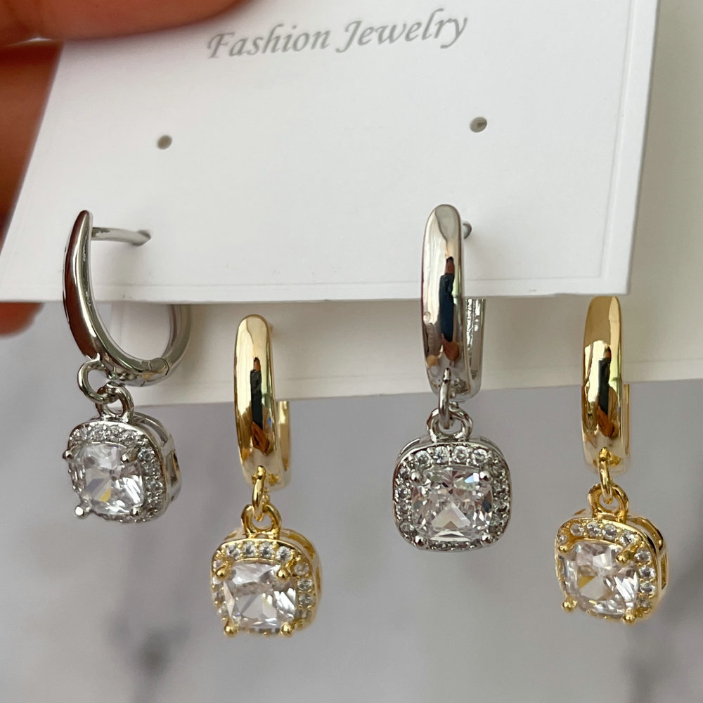 Small square charn earrings