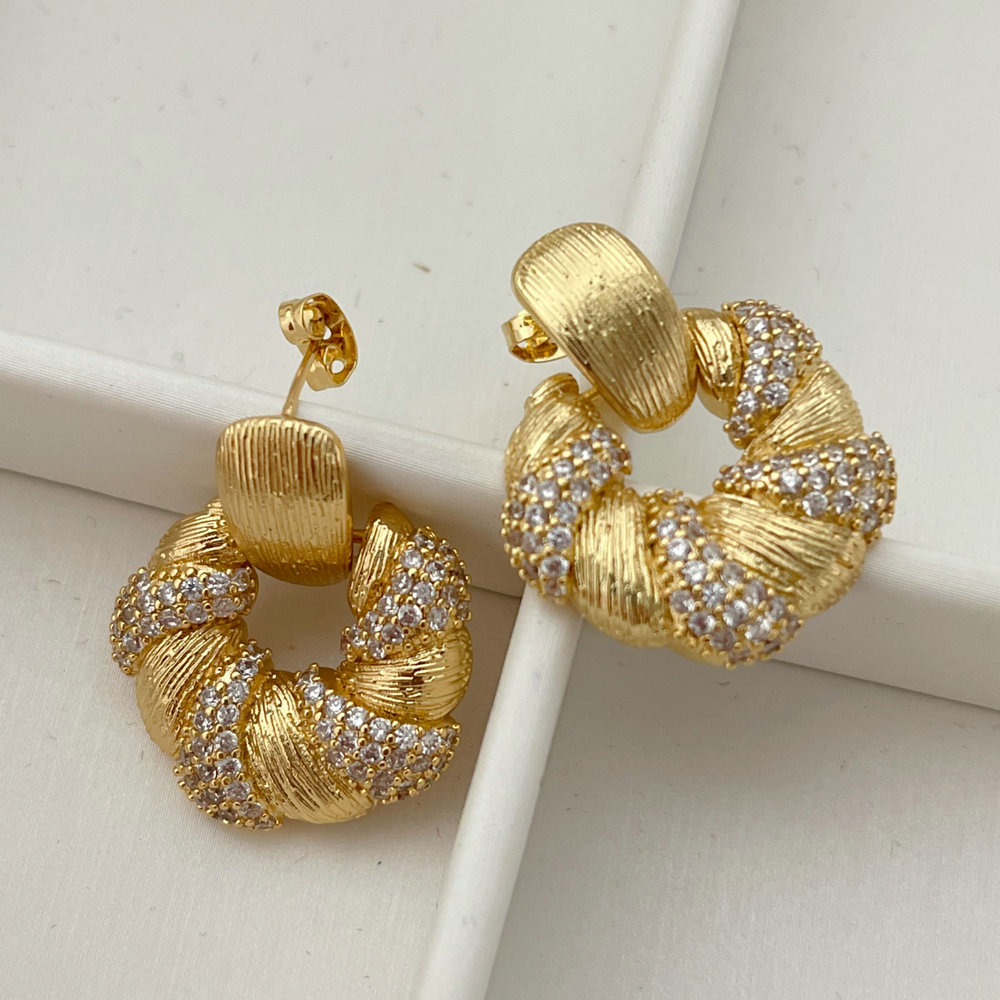 Pave flower earrings
