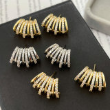 Pave zircon fan earrings