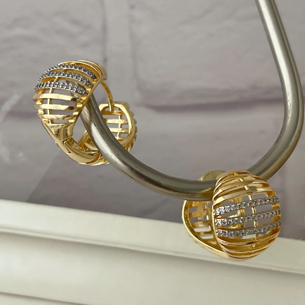 Pave zircon two tone water drop earrings