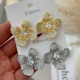 Pave zircon clover earrings