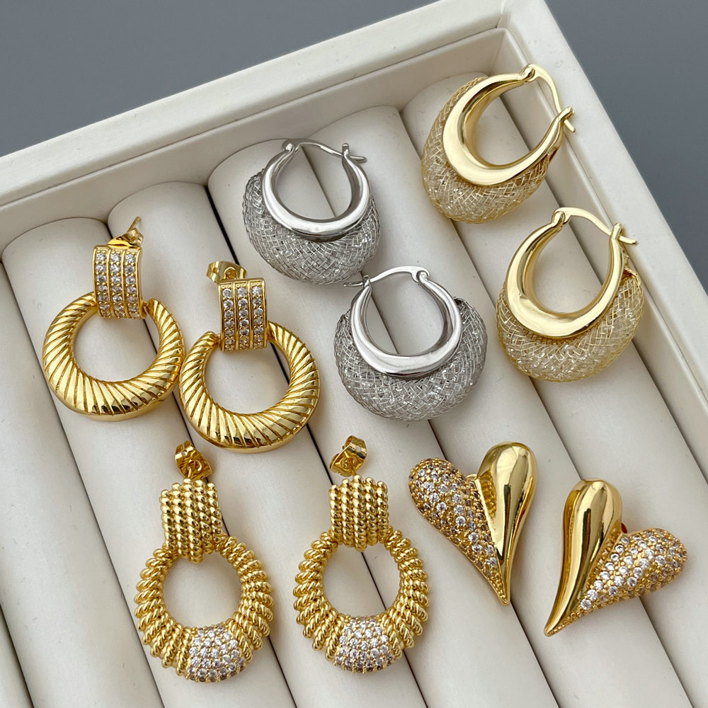 Pave heart earrings