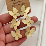 Metal long butterfly earrings