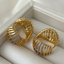 Pave zircon two tone water drop earrings