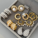 Pave zircon fashion pearl earrings