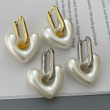 Pearl heart charm earrings
