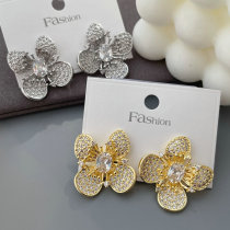 Pave zircon clover earrings