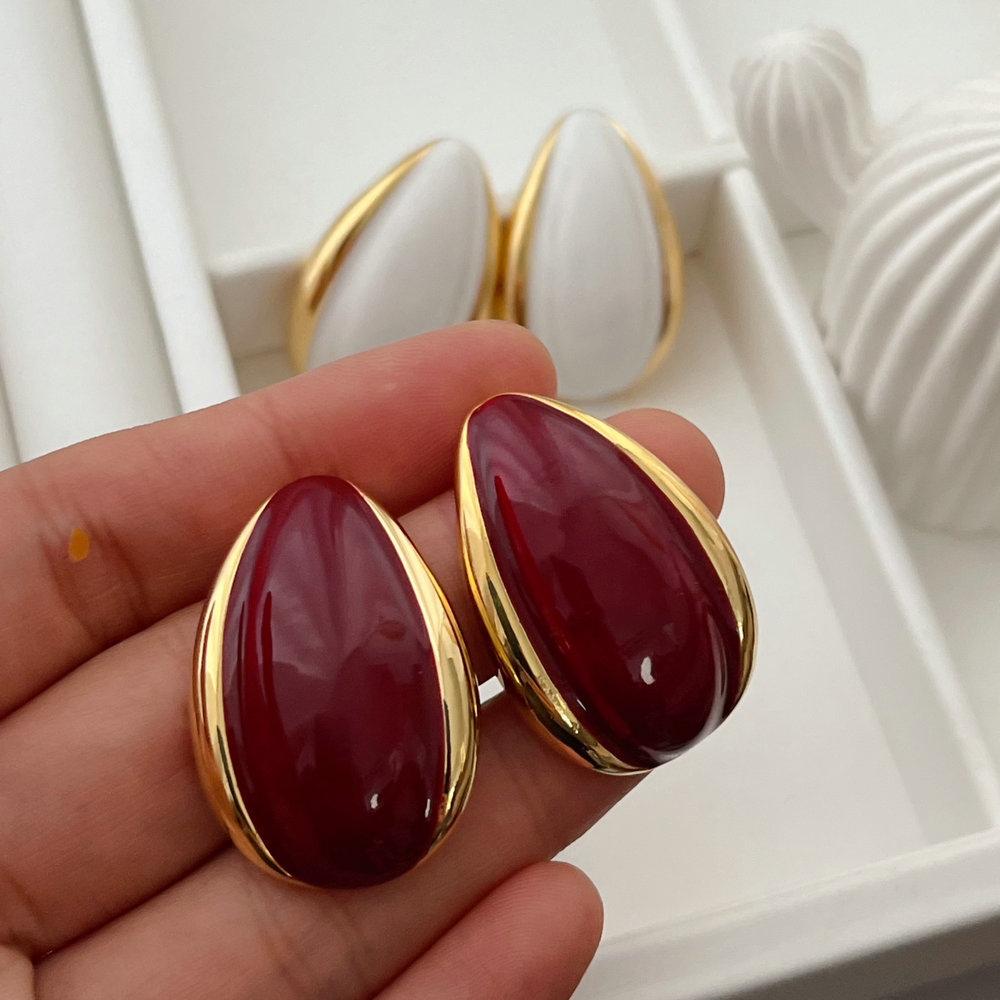 Teardrop enamel earrings