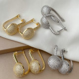 Pave zircon ball earrings