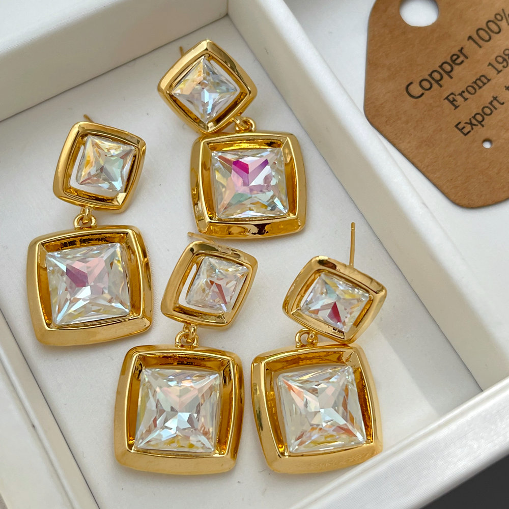 Fashion square charm earrings
