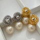 Metal flower pearl earrings