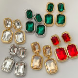 Crystal square charm earrings