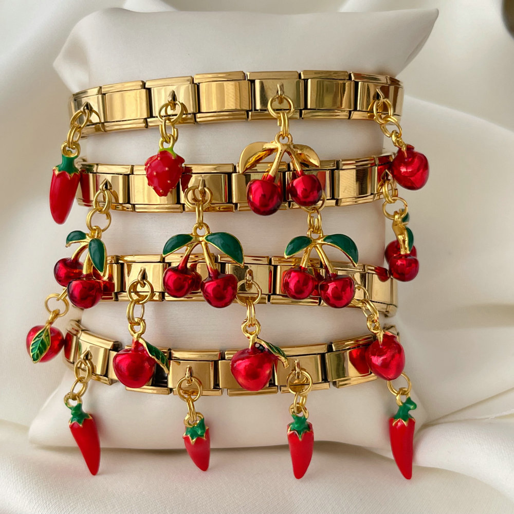Italian Elastic cherry apple bracelet