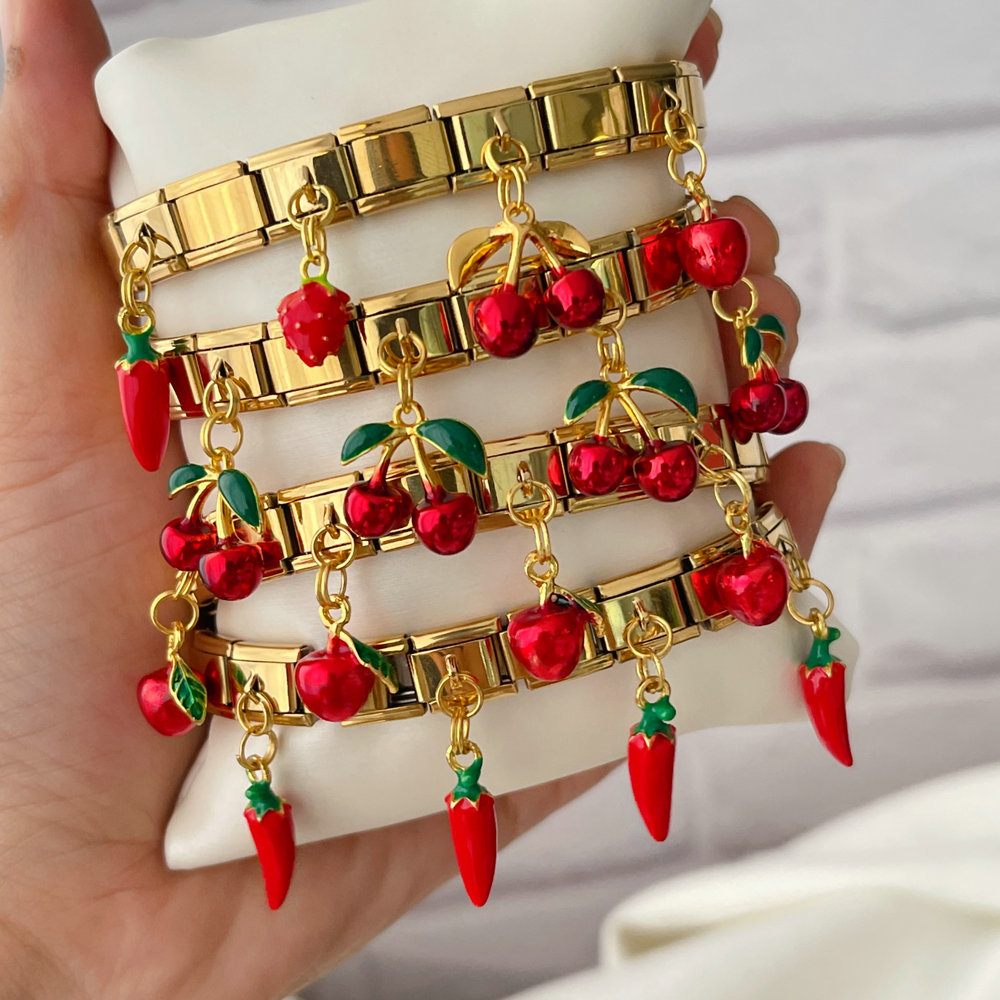 Italian Elastic cherry apple bracelet