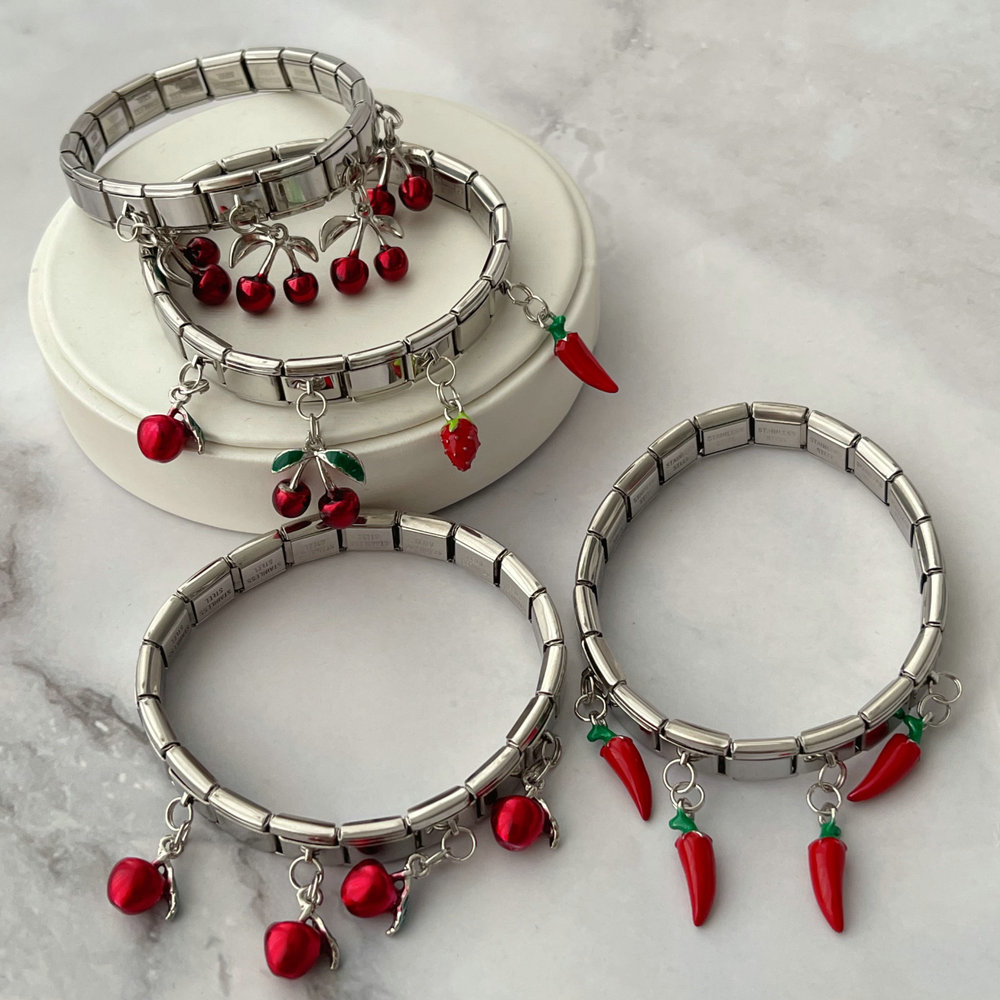 Italian Elastic cherry apple bracelet