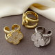 Pave zircon clover ring