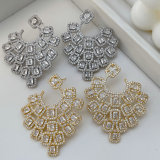 Pave zircon leaf earrings