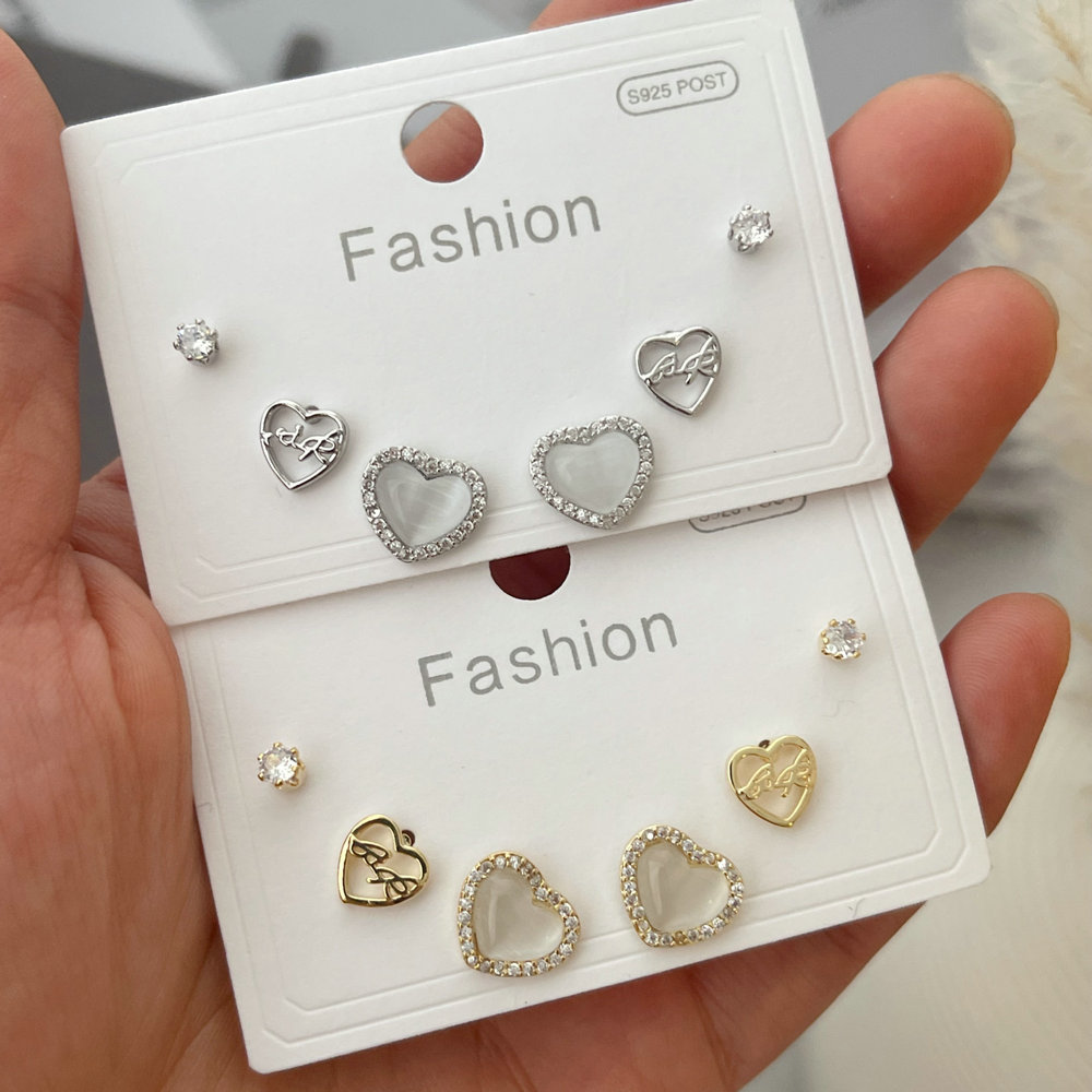 Pave set heart earrings