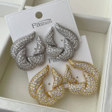 Pave zircon leaf earrings