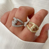 Pave zircon twist ring