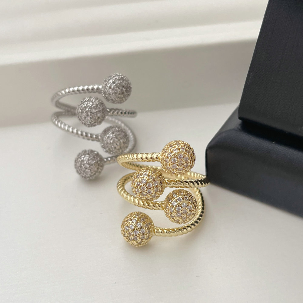 Pave ball ring