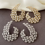 Pave zircon leaf earrings