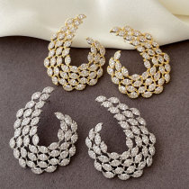 Pave zircon leaf earrings