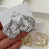 Pave zircon leaf earrings