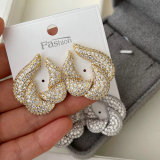 Pave zircon leaf earrings